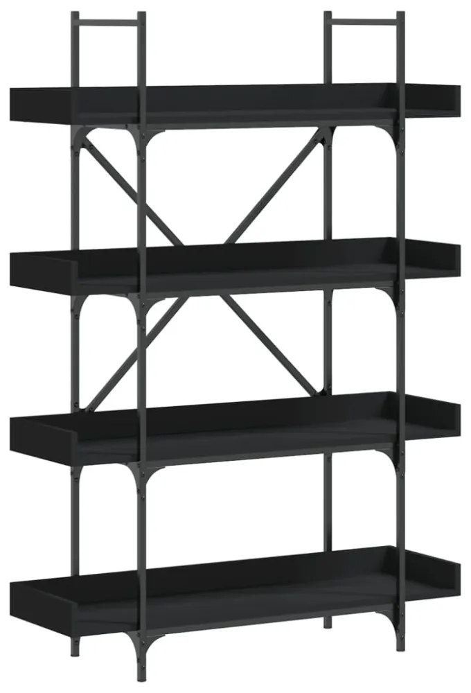 4-szintes fekete szerelt fa könyvespolc 100 x 33 x 145,5 cm