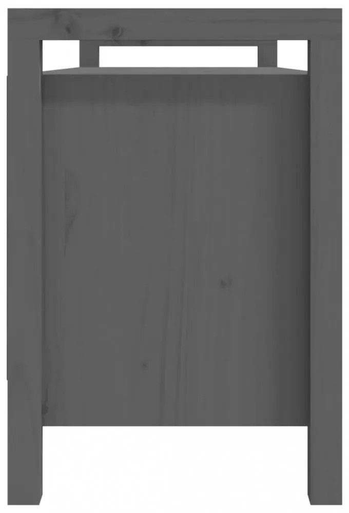 szürke tömör fenyőfa előszoba pad 110 x 40 x 60 cm