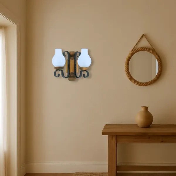 Brilagi - Fali lámpa RUSTIC 2xE14/40W/230V bükkfa