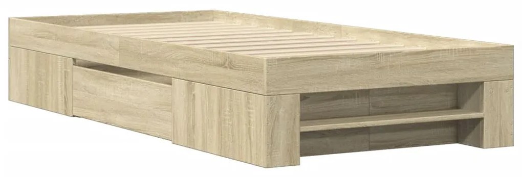sonoma tölgy színű szerelt fa ágykeret matrac nélkül 75x190 cm