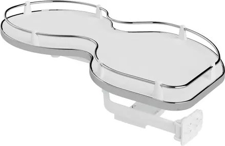 Konyhai fémrács, sarokszekrénybe, jobbos, Nuvola vesetál, króm-fehér, 1000mm, 600mm ajtó szélesség, Sige Infinity Line 371