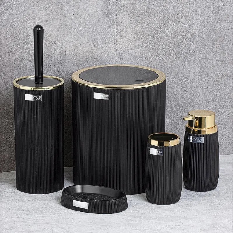 Modern műanyag fürdőszoba szett - fekete-arany