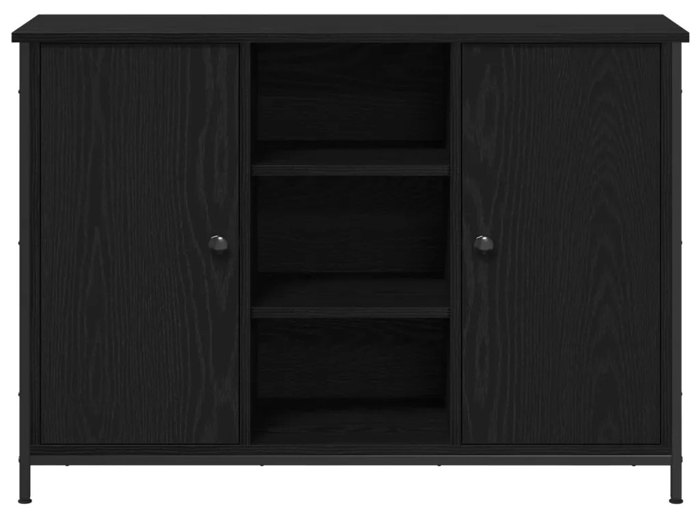 büfé fekete tölgy 100x35x70 cm mérnöki fa és acél