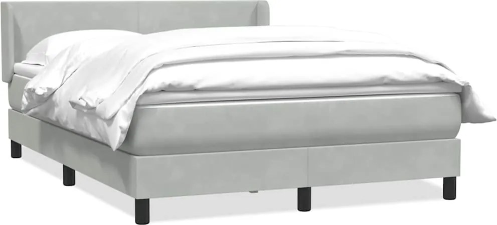 vidaXL világosszürke bársony rugós ágy matraccal 140x210 cm