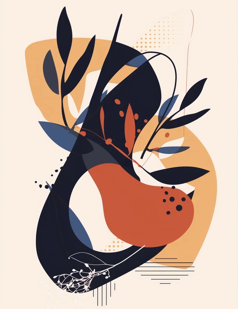 Poszter 50x65cm Absztrakt Botanika Mozgásban