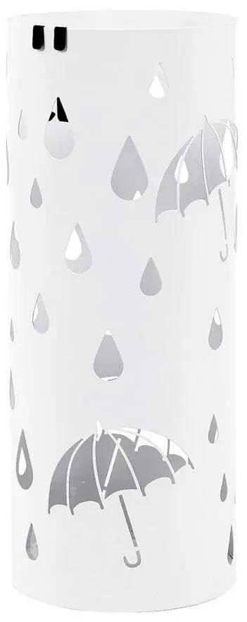 Fém esernyőtartó, kerek esernyőtartó állvánnyal, 49 x O 19,5 cm, fehér