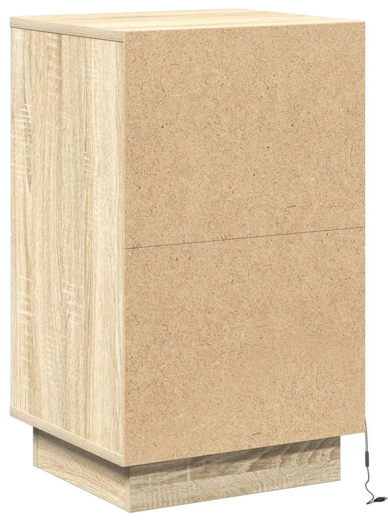 Éjjeli kabinet LED világítással Sonoma tölgy 39x34,5x65 cm Szerelt fa