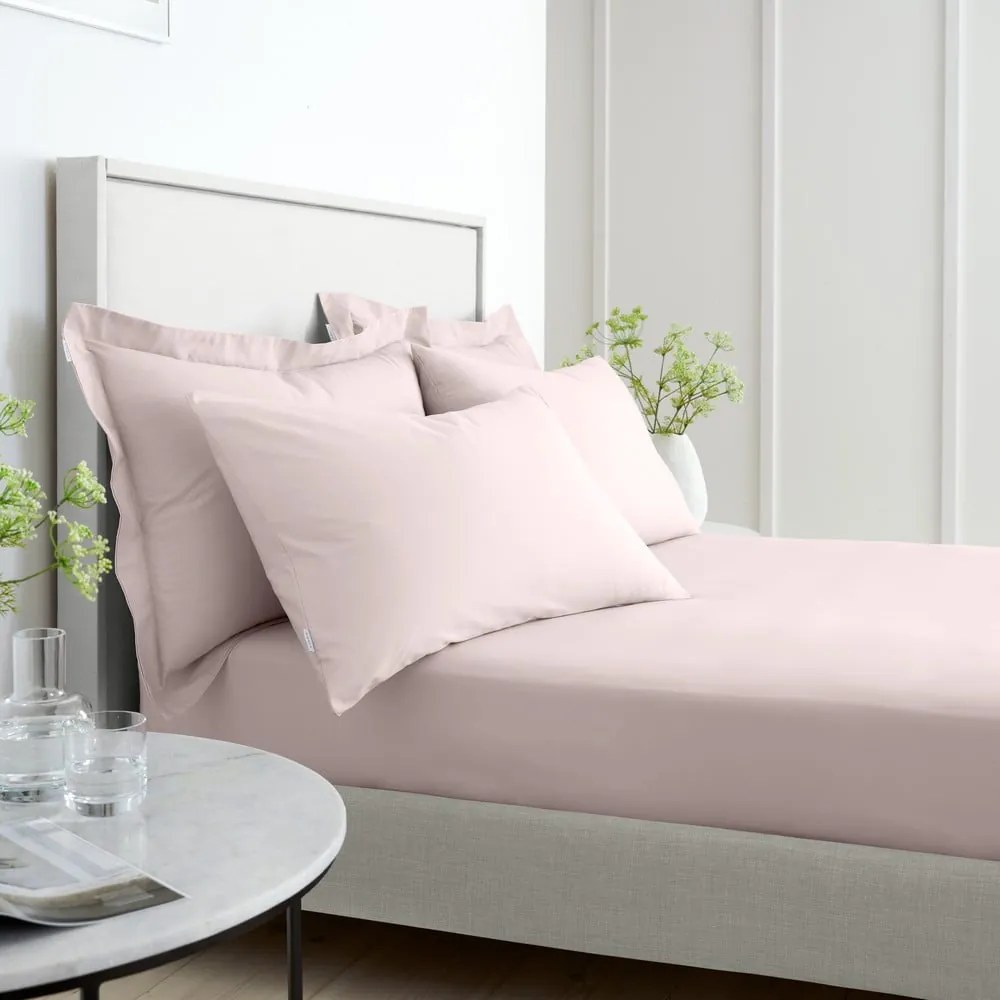 Rózsaszín gumis pamut-perkál lepedő 185x200 cm Cotton Percale – Bianca