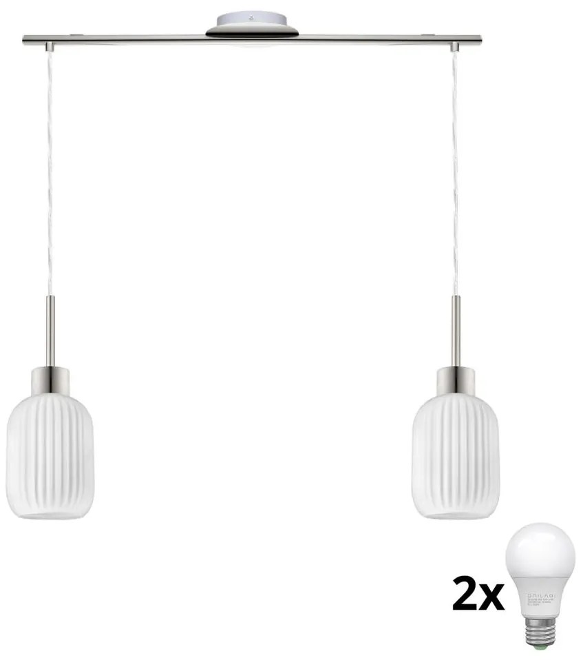 LED csillár zsinóron HARMA 2xE27/60W/230V matt króm/fehér