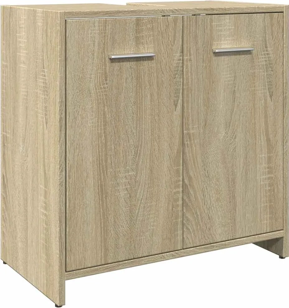 vidaXL sonoma tölgy szerelt fa fürdőszobai mosdószekrény 60x33x60 cm