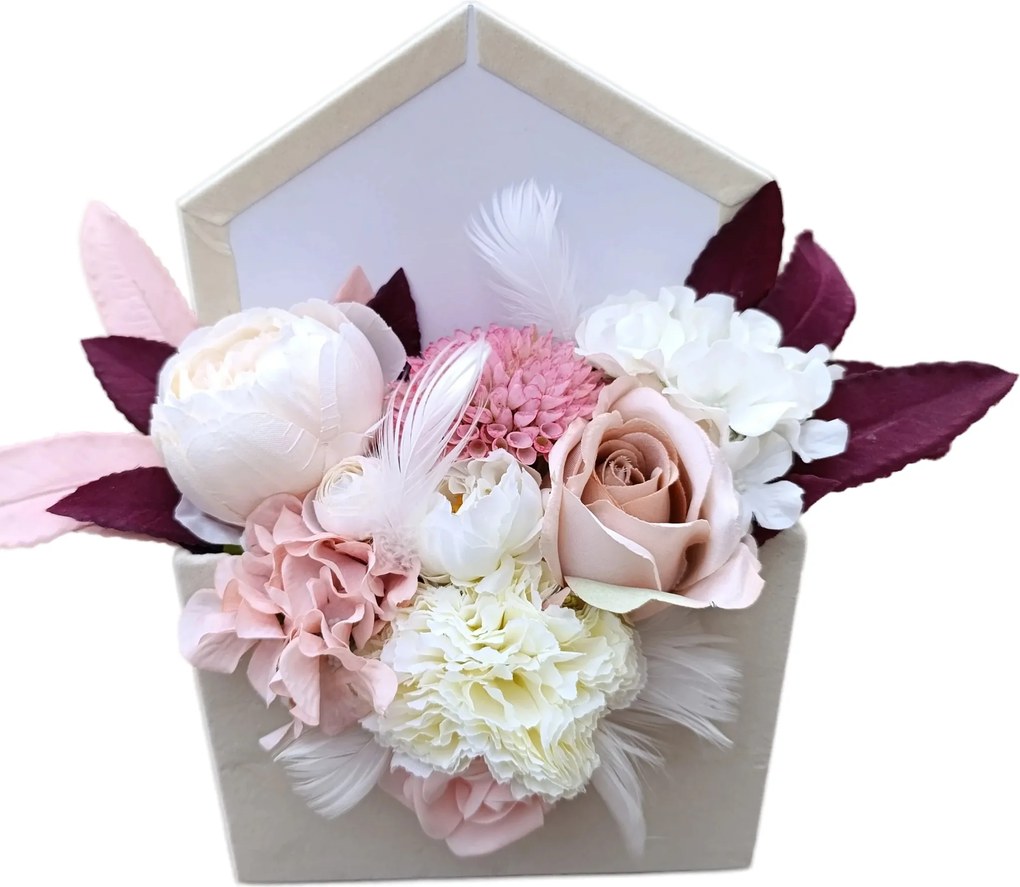 Virágdoboz Nagy Csokor Virágok Mű Rózsa Ajándék Dedikált Virágdoboz