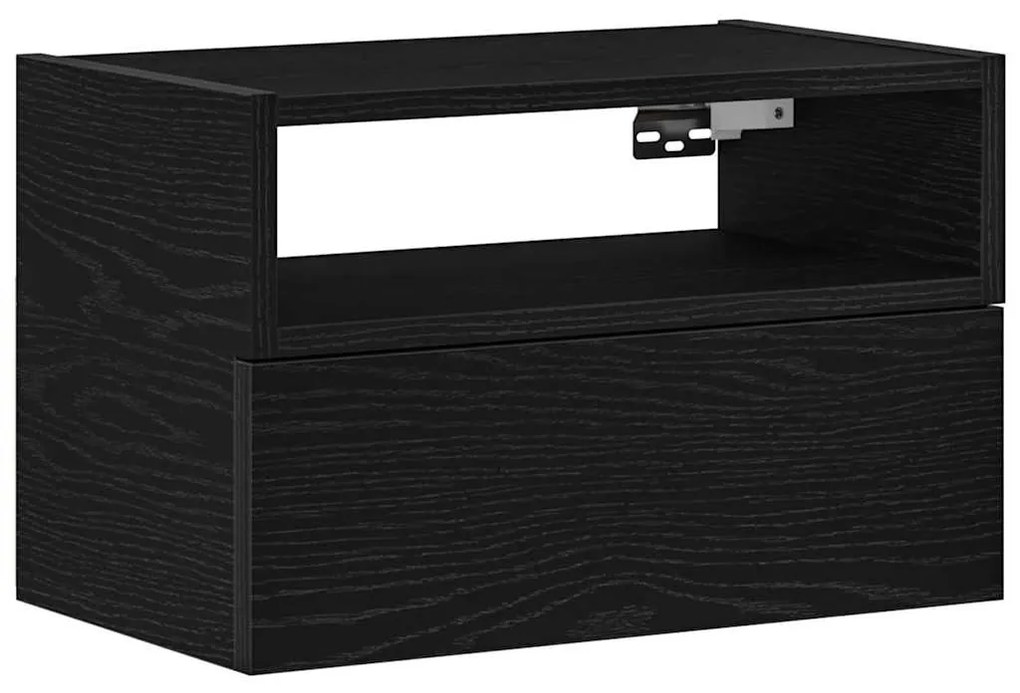 fekete falra szerelhető éjjeliszekrény 45 x 26 x 28,5 cm