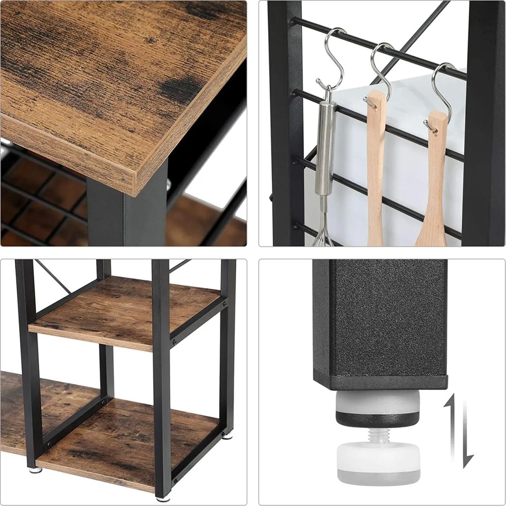 Konyhai állvány kihúzható kosárral TAYLOR 84x90 cm, rusztikus barna