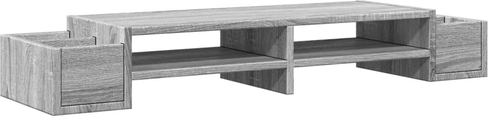 vidaXL szürke sonoma szerelt fa monitorállvány tárolóval 100x27x15 cm