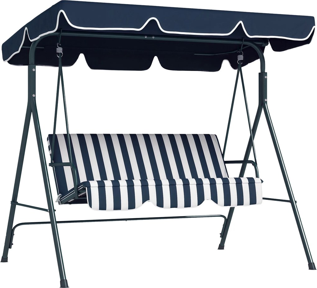 Outsunny Hollywood Hinta 3 Személyes Kerti Hinta Állítható Tetővel, Vízhatlan Hinta Pad 240 kg Terhelhetőséggel, Kerthez, Erkélyhez, Kék | Aosom