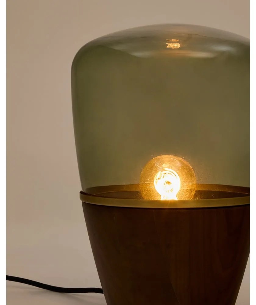 Zöld-sötét natúr színű asztali lámpa üveg búrával (magasság 30 cm) Silex – Kave Home