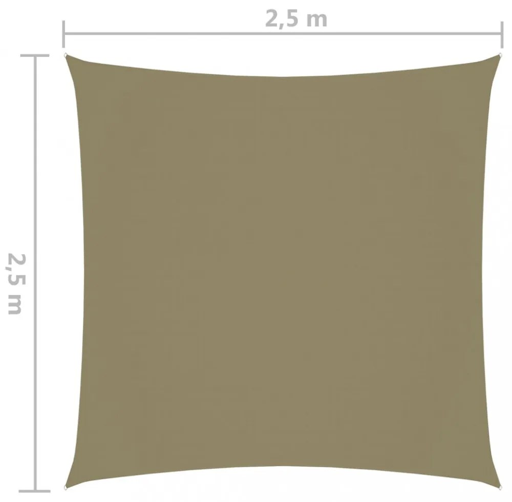bézs négyzet alakú oxford-szövet napvitorla 2,5 x 2,5 m