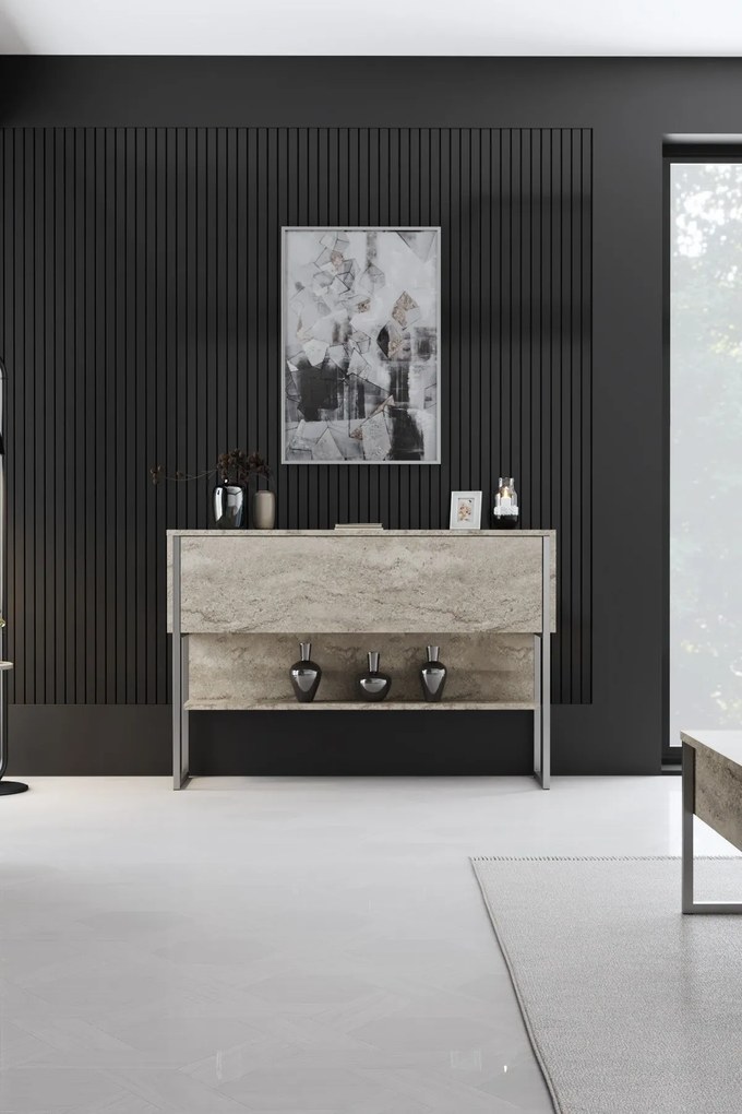 Komód Luxe - Travertine, Silver