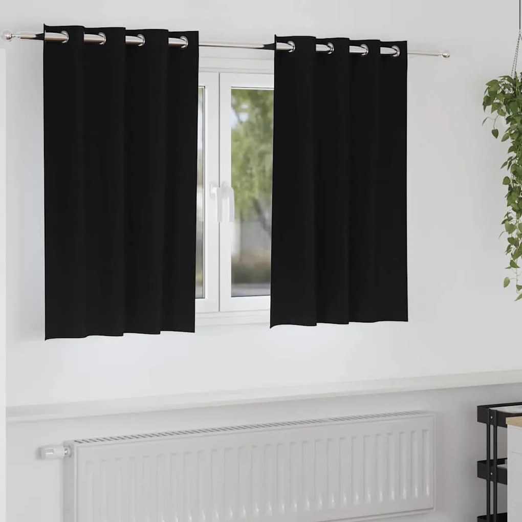 Függönyök függönyökkel 2 pcs Fekete 140x140cm Poliészter