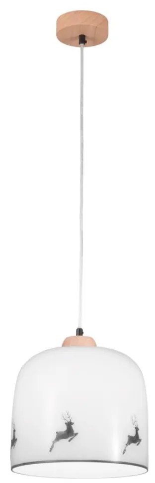 Kolarz A1352.31.Gr.100- Csillár zsinóron NONNA 1xE27/60W/230V szarvas tölgy/fehér/szürke