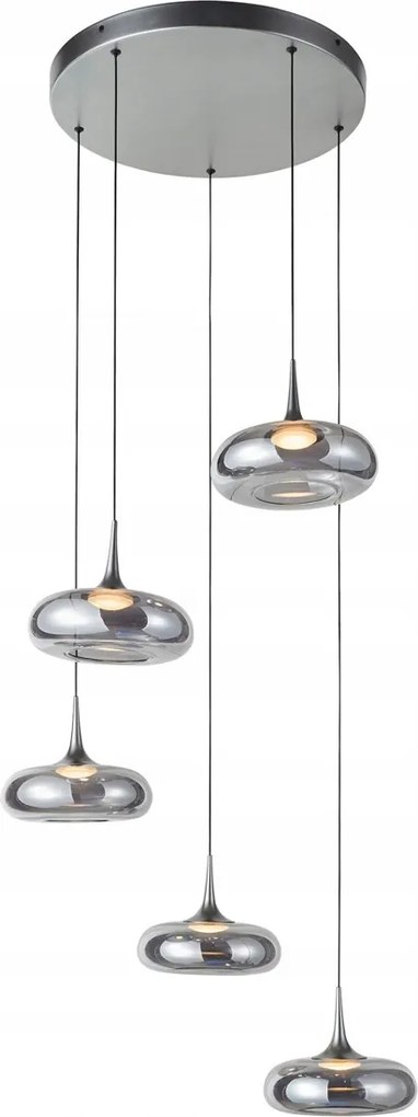 Ezüst LED-es mennyezeti függőlámpa fényerőszabályzóval Tenele nappaliba