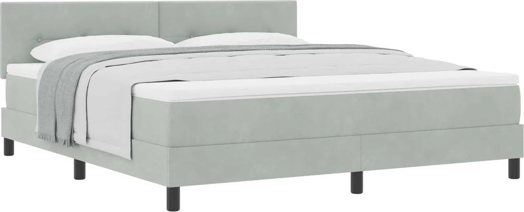 vidaXL Boxrugós ágy matracmal Világosszürke 180 x 200 cm Bársony