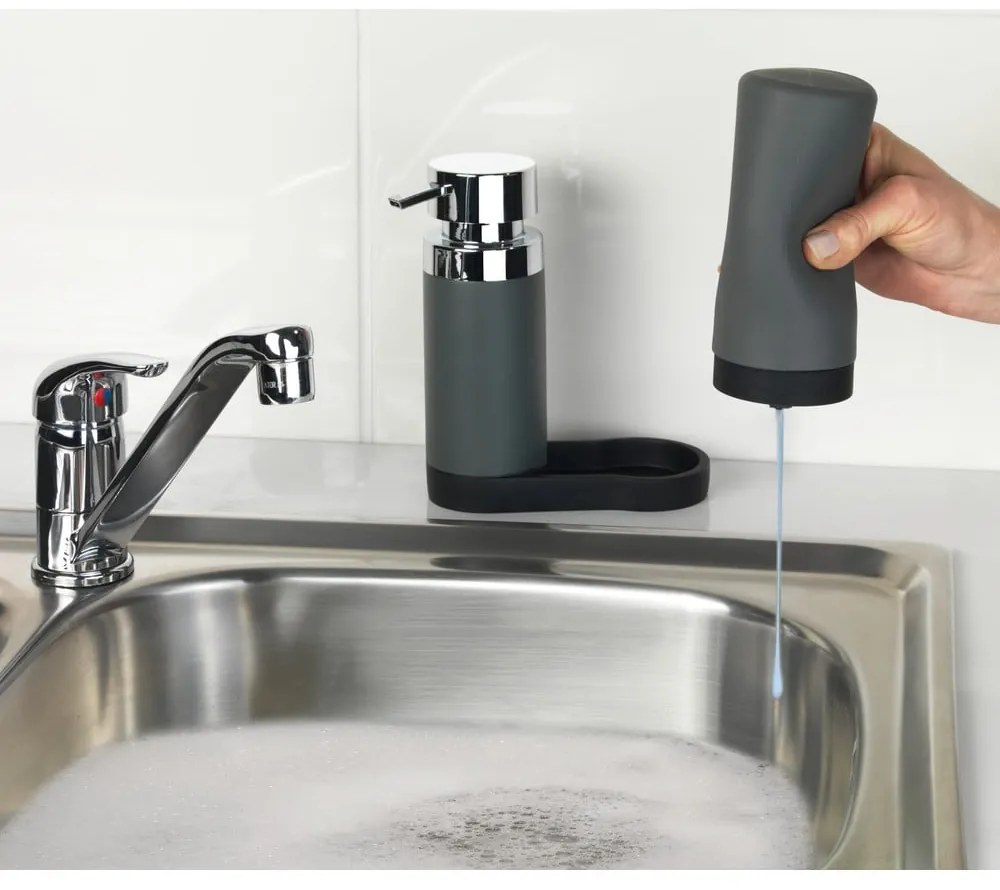 Squeeze 2 db szürke tisztítószer adagoló alátéttel, 250 ml - Wenko