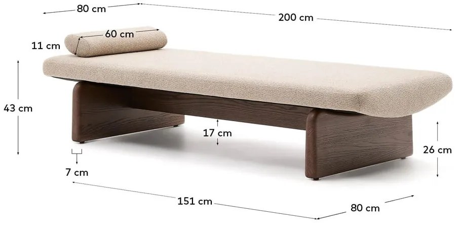 Bézs-sötét natúr színű zsenília heverő (variálható sarok) Topaz – Kave Home