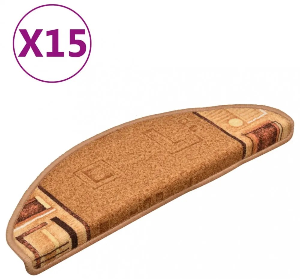 15 db bézs öntapadó lépcsőszőnyeg 65 x 21 x 4 cm