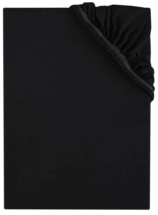 EMI fekete 100% pamutjersey gumis lepedő, 180x220-as lap