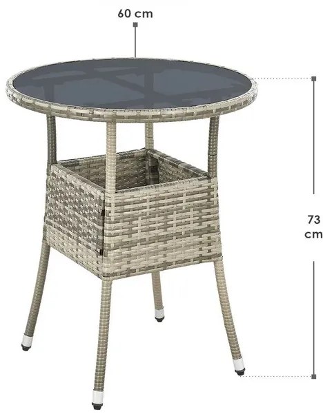 Juskys Yoro rattan kerek asztal Ø60 cm - szürke