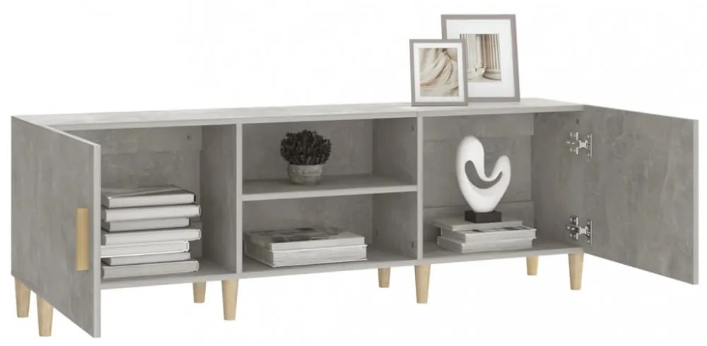 betonszürke szerelt fa TV-szekrény 150 x 30 x 50 cm