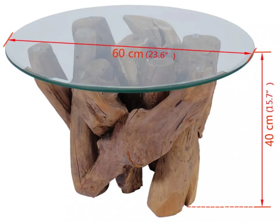 tömör tíkfa uszadék dohányzóasztal 60 cm