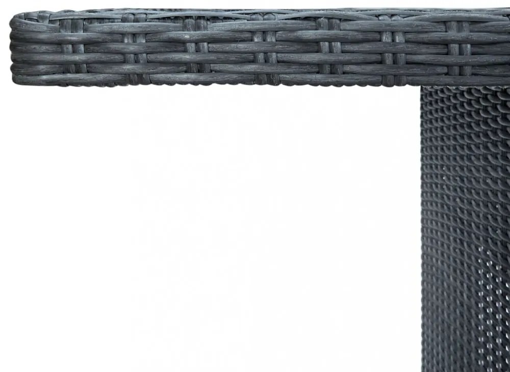 sötétszürke polyrattan és edzett üveg dohányzóasztal