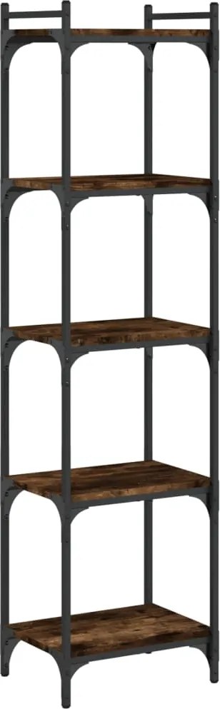 vidaXL 5 szintes füstös tölgy szerelt fa könyvespolc 40 x 30 x 154 cm
