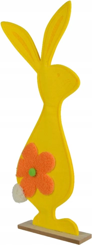 Nyuszi figura filc nyuszi virággal sárga Húsvéti dekoráció 49cm