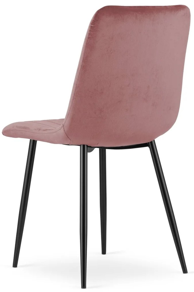 Rózsaszín bársonyszék LAVA fekete lábakkal