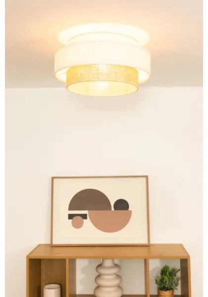 Mennyezeti lámpa BOHO 1xE27/60W/230V, átmérő 40 cm, fehér/juta