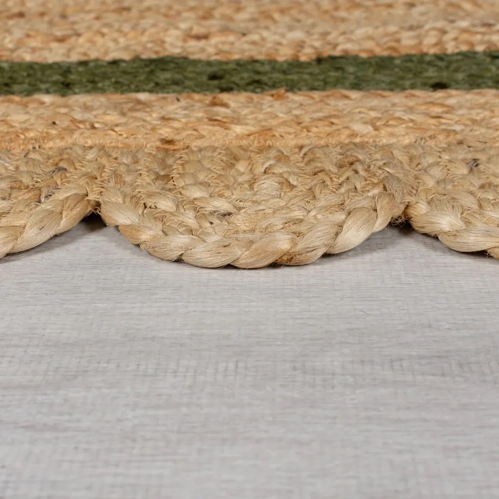 Sötétzöld-natúr színű kézi szövésű juta szőnyeg 160x230 cm Grace Green – Flair Rugs