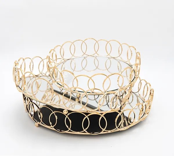 KÉSZLET 3x Dekoratív tálca átm. 27/33/37 cm arany