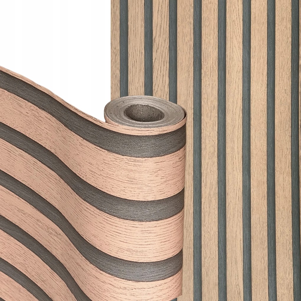 Öntapadós tapéta 3D lamellák Bronz Fa 10m Falpanelek Furnér Dekoráció