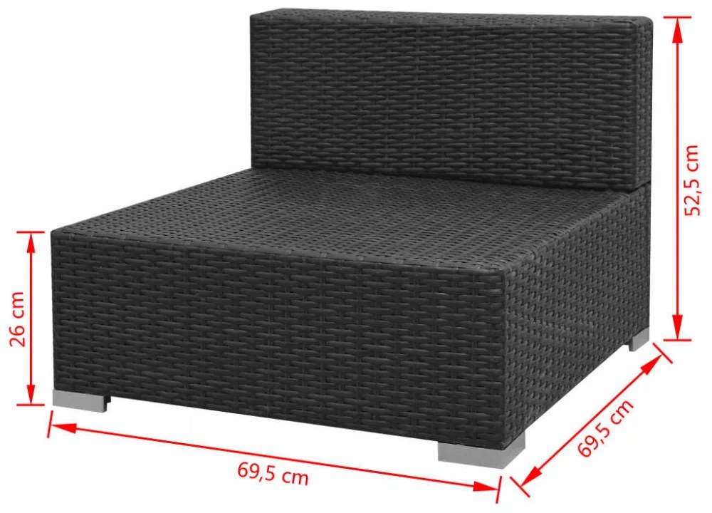 vidaXL 7 darabos fekete polyrattan kerti bútorszett napellenzővel