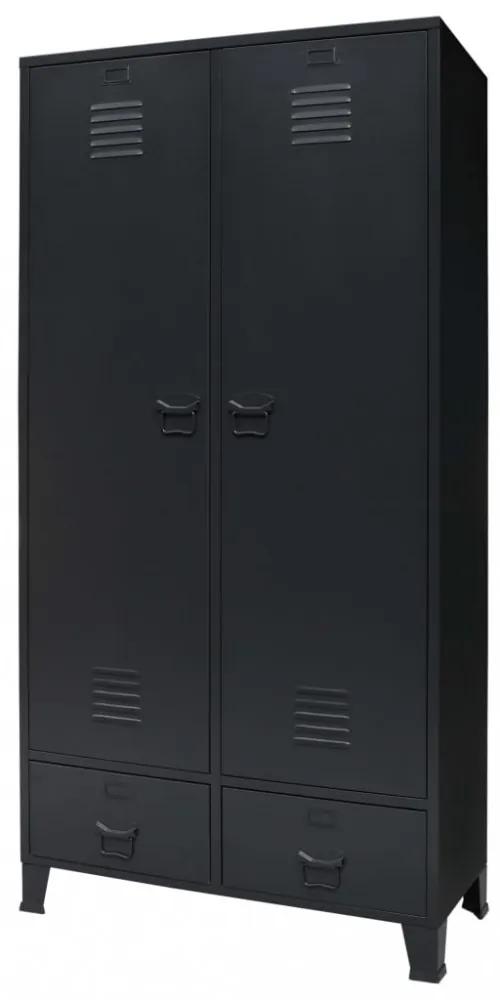 Ipari stílusú fekete fém ruhásszekrény 90 x 40 x 180 cm