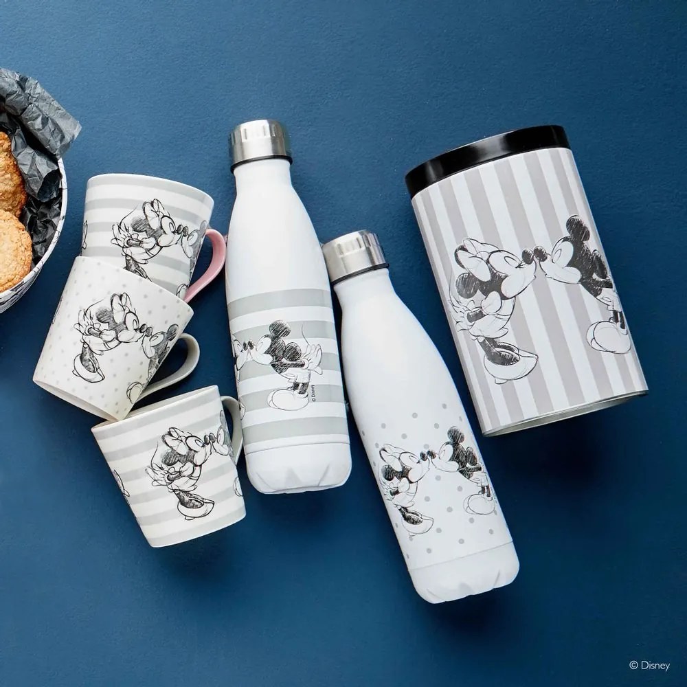 DISNEY bögre, Mickey & Minnie pöttyös szürke füllel 350ml