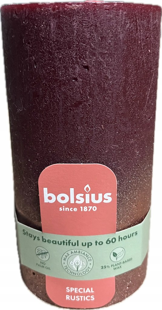 Bolsius Rusztikus gyertya 130/68 Sunset Velvet Red (Naplemente bársonyvörös)