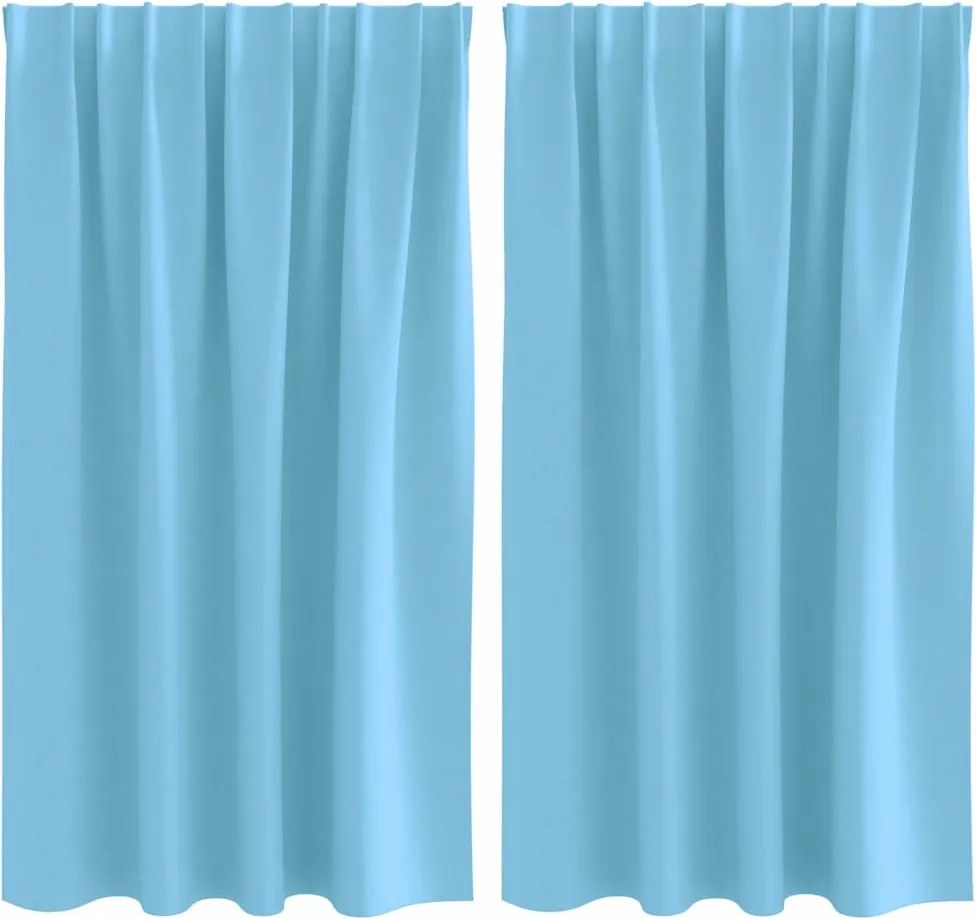 vidaXL Fekete Függöny Gyűrűkkel 2 pcs Világoskék 140 x 140 cm