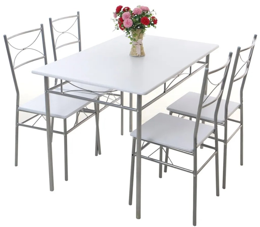 PAUL étkezőgarnitúra, 5 részes, bársony fehér Jurhan