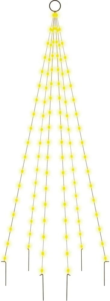 vidaXL karácsonyfa zászlórúdon 108 meleg fehér LED-del 180 cm