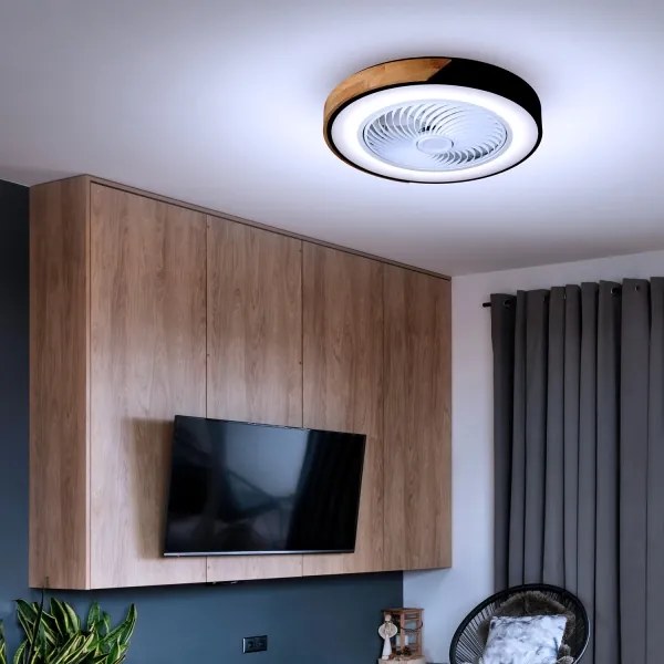 Brilagi-LED Fényerőszabályozható lámpa ventilátorral LED/30W/230V 3000-6500K fekete/tölgy +távirányító
