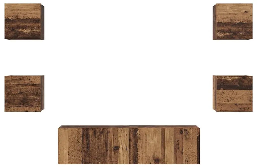 TV szekrény garnitúra 6 pcs Régi fa Közepes 120 x 30 x 30 cm